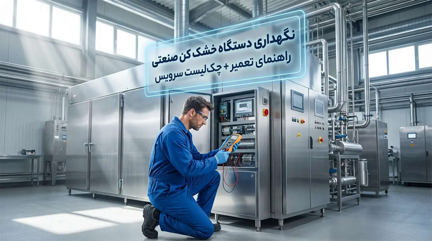 آموزش تخصصی نگهداری دستگاه خشک کن صنعتی به همراه چک‌لیست سرویس دوره‌ای و عیب‌یابی. با این راهنما از هزینه‌های سنگین تعمیرات پیشگیری کنید.