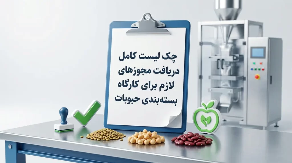 به دنبال دریافت مجوز بسته بندی حبوبات هستید؟ در این مقاله چک‌لیست کامل مدارک، مراحل اخذ سیب سلامت، جواز تاسیس و هزینه دریافت مجوزها را به زبان ساده و عملیاتی بخوانید.